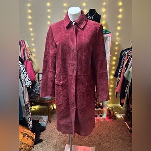 B By Bernardo Long Suede Maroon Coat